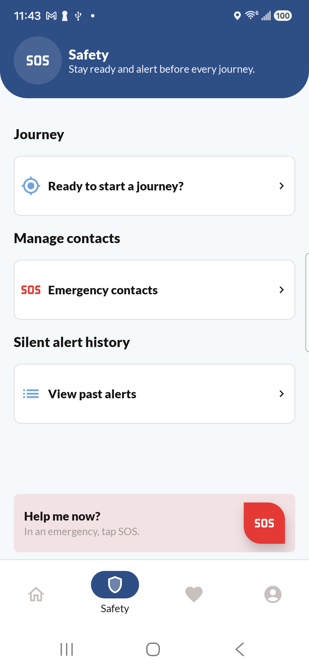 Munay app safety features screen